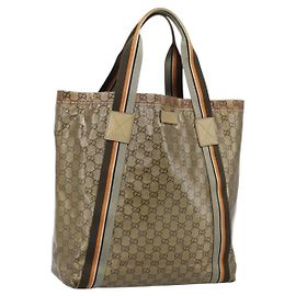 GUCCI GG Crystal Tote Bag beschichtete Canvas Beige 189669 Auth 188731