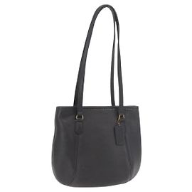 Borsa Tote Coach in pelle nera e oro Auth 188367