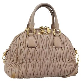 Borsa Miu Miu Matelasse in Pelle 2way Rosa Oro Auth 188853