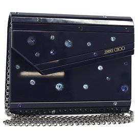 Borsa a Spalla con Catena Jimmy Choo in plastica Navy Auth 188525
