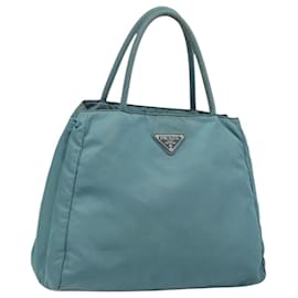 PRADA Tote Bag Nylon Hellblau Silber Auth hk3822 - Prada