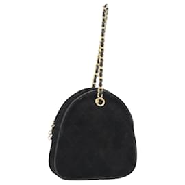 CHANEL Matelasse Chain Hand Bag Suede Black Gold CC Auth BA13591