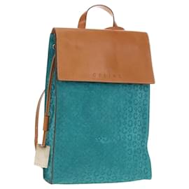 CELINE C Macadam Canvas Rucksack Silver Turquoise Blue Auth 186708V - Céline