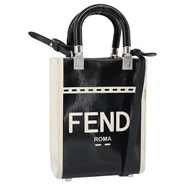 FENDI Handtasche aus Lackleder 2-Wege Schwarz Silber Auth ka4919M