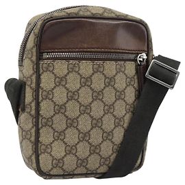 Borsa a tracolla GUCCI GG Supreme PVC Beige Argento 101680 Auth hk3789