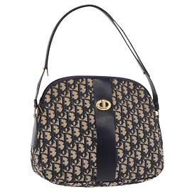 Borsa a tracolla Christian Dior Trotter Canvas Navy Gold Auth 189386A