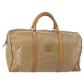 Céline Borsa Boston CELINE Macadam Canvas PVC Beige Oro Auth gh2046