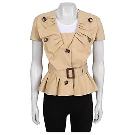 Christian Dior Vintage Kurzärmelige Baumwolljacke in Braun Größe 36/ S gebraucht