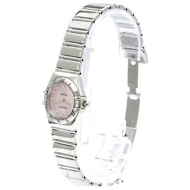 Omega Constellation Quarz Edelstahl mit Diamantlünette und Perlmutt 22