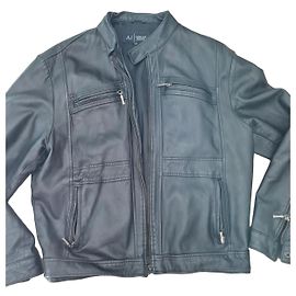Armani Jeans Lederjacke Schwarz Herren
