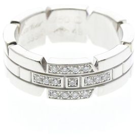 Bague Tank Française Cartier avec diamants en or blanc 18K