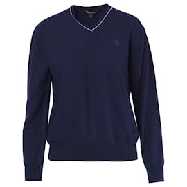 Klassischer V-Ausschnitt Wollpullover mit Roberto Cavalli Logo