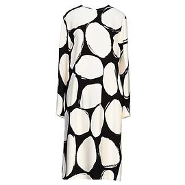 Marni Midi-Kleid aus bedrucktem Crêpe, Creme x Schwarz, Größe 46 IT