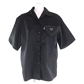 Camicia a maniche corte in poliammide riciclata Prada