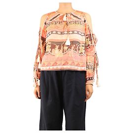 Autre Marque Blusa de hombros descubiertos estampada rosa - talla S