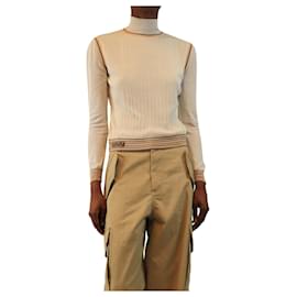 Rippstrick-Top mit Streifen in Creme - Größe XS - Fendi