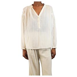 Vanessa Bruno Blusa de rayas tonales blancas - talla UK 6