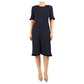 Victoria Beckham Rippstrick-Midikleid in Navy - Größe UK 10
