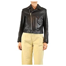 Giacca biker in pelle nera - taglia UK 10 - Dior