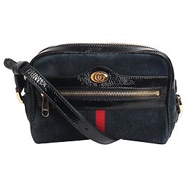 Gucci Borsa a tracolla Ophidia in scamosciato blu navy