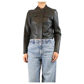 Etro Schwarze Lederjacke in Boxy-Fit - Größe UK 10