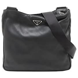 Borsa a tracolla in pelle nera - Prada