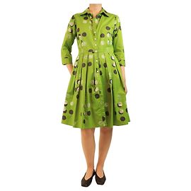 Autre Marque Abito midi in cotone stampato verde - taglia UK 12
