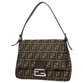 Borsa a tracolla marrone con motivo Zucca Fendi