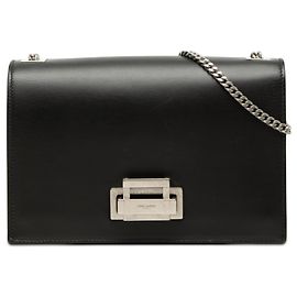 Saint Laurent Borsa a tracolla Metropolis in pelle liscia nera con catena