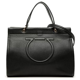 Salvatore Ferragamo Tote Meera in pelle di vitello granulata nera Ferragamo