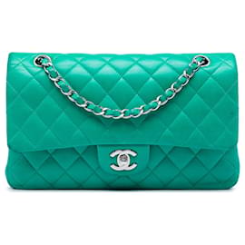 Chanel Green Medium Classic Lambskin Double Flap