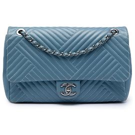 Chanel Blue Large Lambskin CC Crossing Flap