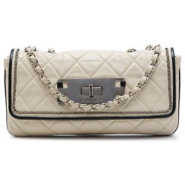 Chanel White Quilted Aged Lambskin Reissue 2.55 East West Flap