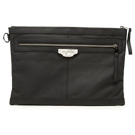Clutch de piel de cordero negro marmoleado Balenciaga L