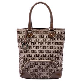 Fendi Beige Zucchino Canvas Chef Front Pocket Shopping Tote