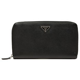 Portafoglio da viaggio con zip Prada Black Saffiano