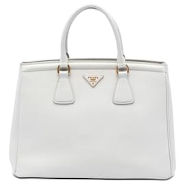 Prada White Saffiano Lux Parabole Tote