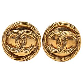 Orecchini Chanel Gold CC placcati oro tondi con clip