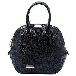 Burberry Heritage Orchard Bowling Bag aus schwarzem großkörnigem Kalbsleder Large