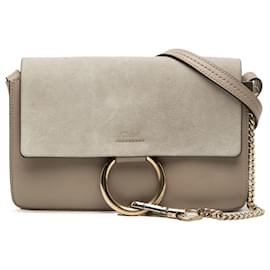 Chloé Faye Crossbody in scamosciato e pelle di vitello marrone, piccola