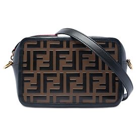 Fendi Braune Mini Zucca Prägeleder Camera Bag