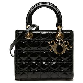 Dior Lady Dior Cannage nero medio in vernice