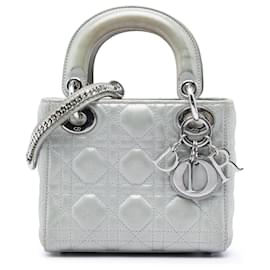 Dior Mini Silber Iridescent aus Lammleder Cannage Lady Dior