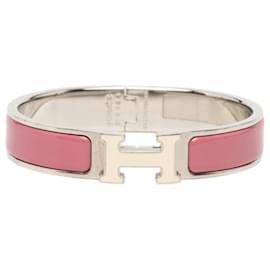 Hermès Pink Narrow Enamel Clic H Bracelet PM