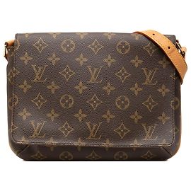 Louis Vuitton Marrone Monogram Musette Tango con Tracolla Corta