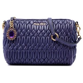 Borsa a Spalla Miu Miu Purple Matelasse Nappa Crystal Charm