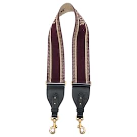 Dior Red Embroidered Canvas Bag Strap