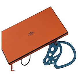 Hermès Paddock Horse Leather Bag Charm - Turquoise Blue/Anemone