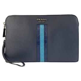 Clutch in pelle Saffiano coccodrillo Prada