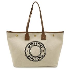 Bolso Tote Round Logo de lona y cuero Burberry